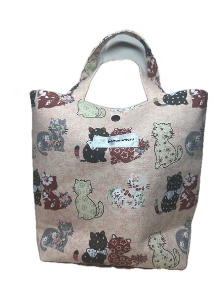 【ハンドメイド】猫柄ミニトートバッグ