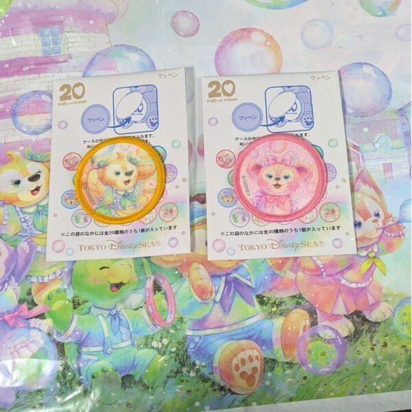 ディズニー ダッフィーフレンズ 20周年 カラフルハピネス シェリーメイ クッキーアン ワッペンセット