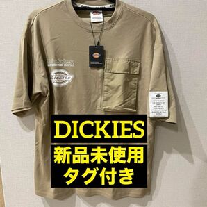 Dickies ベージュ Tシャツ ジッパーポケット付き 新品未使用品 タグ付き キャンプ ワッペン付きtシャツ