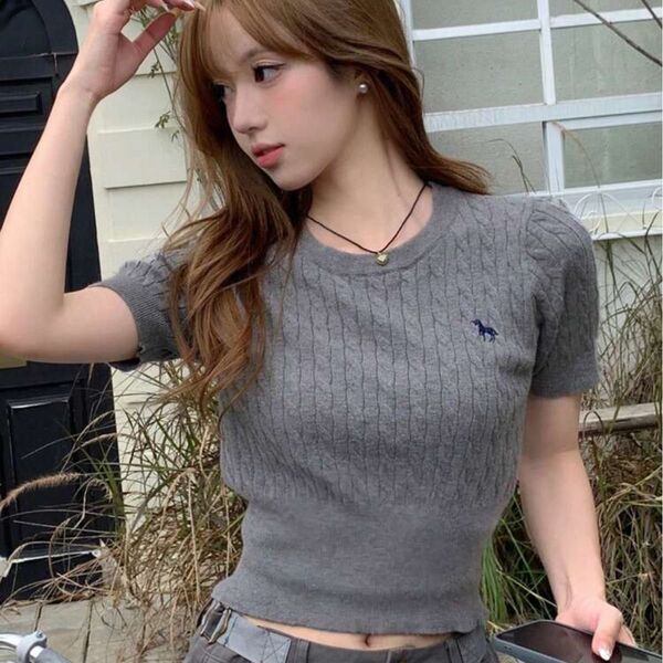 SHEIN シーイン ケーブルニット トップス 半袖 サマーニット