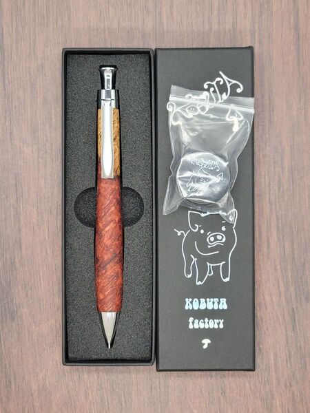 新品 こぶた工房 極上花梨瘤紅白 シャープペンシル0.5ミリ
