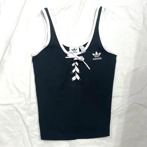 adidas originals レースアップ タンクトップ 黒 美品