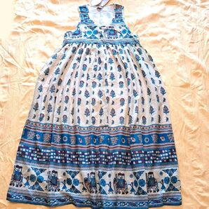 CUA COLLECTION インド綿 ノースリーブ ワンピース CCO10 綿100% エスニック グリーン 花 ボタニカル