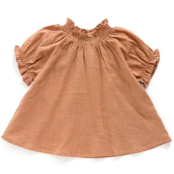 apreslescours アプレレクール 半袖 ギャザー ガーゼ ブラウス 140cm orange ブラウス トップス キッズ
