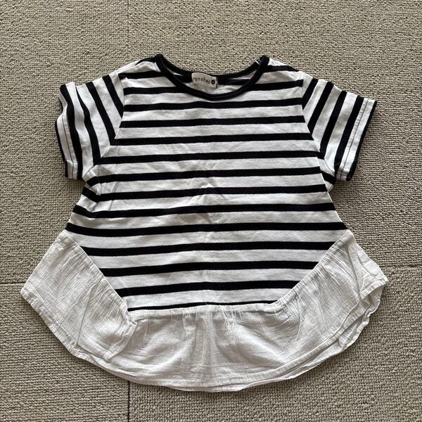 Branshes ボーダー柄 切り替え 半袖シャツ 110 トップス Tシャツ