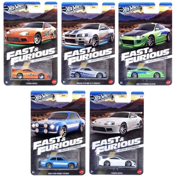 5台セット!ホットウィール ワイルドスピード ブライアン オコナー スープラ GT-R hotwheels