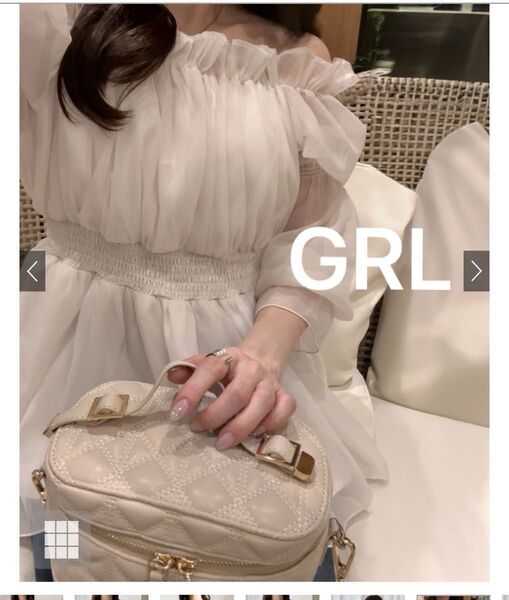 ★美品★グレイル GRL 2Wayオーガンジーシャーリングブラウス シアー ガーリー