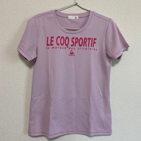 LE COQ SPORTIF Tシャツ ピンク ロゴ入りLサイズ