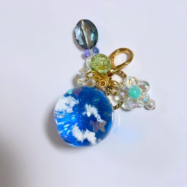 レジン 球体 空玉 雲 チャーム ハンドメイド キーホルダー アクセサリー