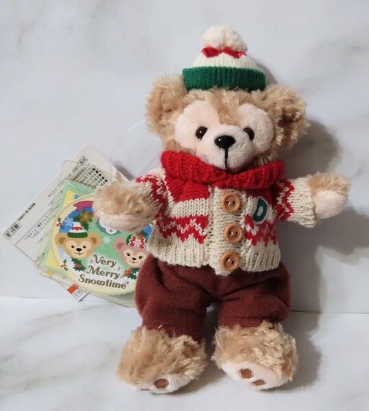 ダッフィー ぬいぐるみバッジ クリスマス TDS ぬいぐるみキーチェーン ディズニー タグ付