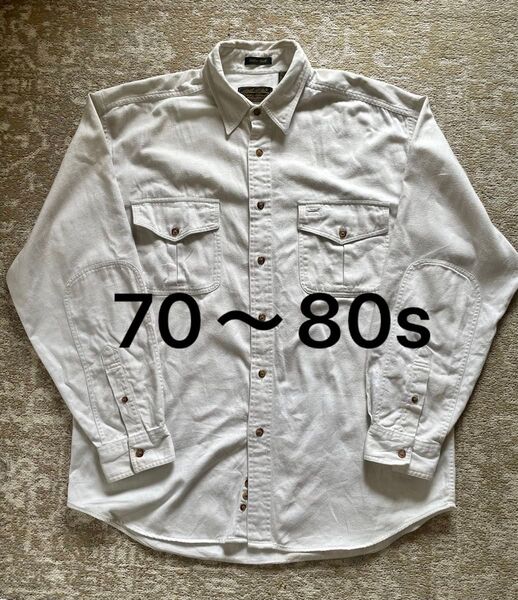 古着70s〜80s エディーバウワー 長袖シャツ ヴィンテージ シャツ 白シャツ ワークシャツ Eddie Bauer