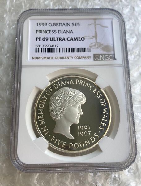 NGC鑑定PF69UC ダイアナ妃追悼祈念 5ポンド銀貨 シルバー プルーフコイン 1999年 英国 イギリス ロイヤルミント