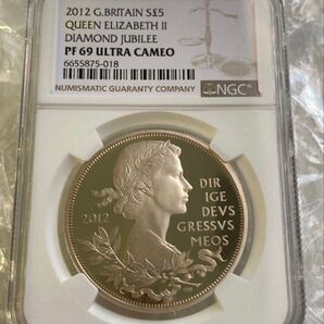 NGC鑑定PF69 ダイヤモンドジュビリー ロイヤルミント 2012年 エリザベス女王60周年記念 銀貨 シルバー プルーフコイン