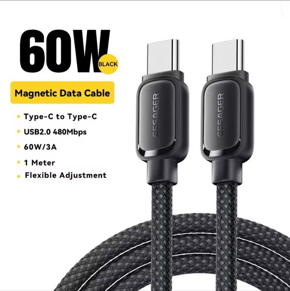 USB TypeC to C マグネットケーブル 1m / 60W対応 1つ