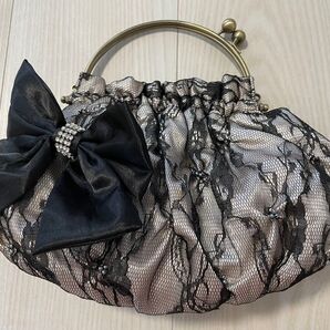 ハンドバッグ レース リボン ベージュ パーティ 結婚式