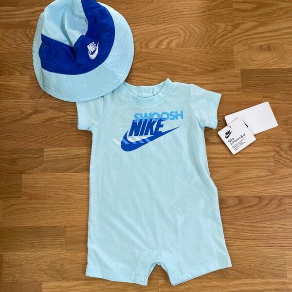 ロンパース カバーオール ショートオール ベビー服 ベビー 半袖 子供服 男の子 NIKE ハット 帽子