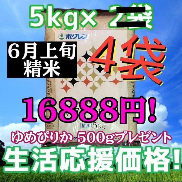 ホクレン キタノイロドリ 5kg×4袋 計20kg 北海道産 ブレンド米 白米 お米 ゆめぴりか500gプレゼント 6月上旬精米