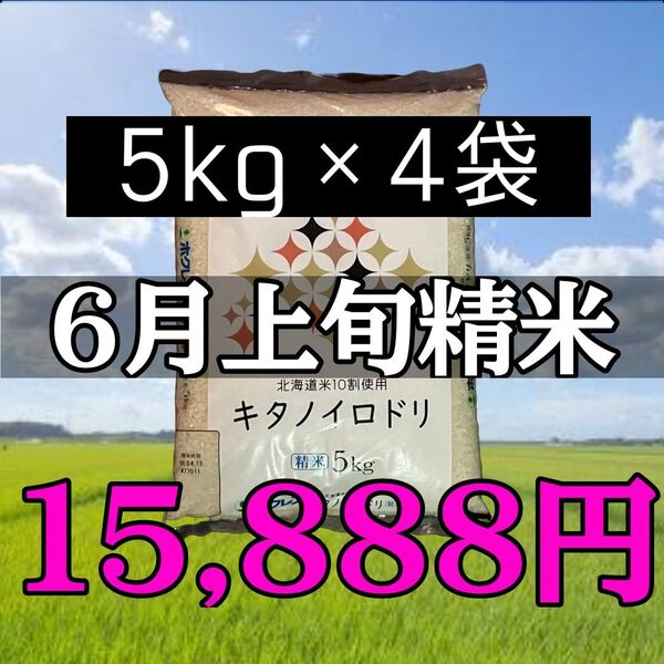 大抽選会対象!ホクレン キタノイロドリ 5kg×4袋 計20kg 精米 北海道産 ブレンド米 白米 お米