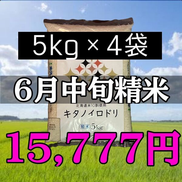 大抽選会対象!ホクレン キタノイロドリ 5kg×4袋 計20kg 精米 北海道産 ブレンド米 白米 お米