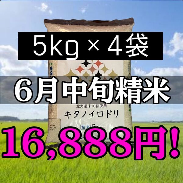大抽選会対象!ホクレン キタノイロドリ 5kg×4袋 計20kg 精米 北海道産 ブレンド米 白米 お米