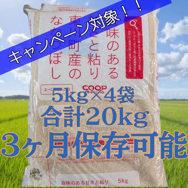 大抽選会対象 北海道産 令和6年産 東川町 ななつぼし エージレス 5kg×4袋 計20kg 備蓄 白米 お米