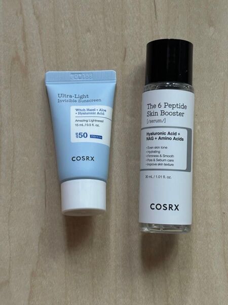 corsx ザ・6ペプチドスキンブースターセラム 30ml、ウルトラライト インビジブル サンスクリーン 15ml
