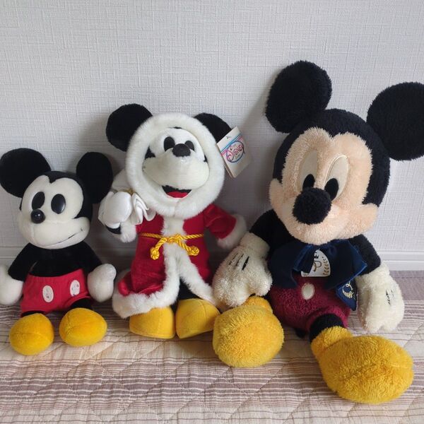 ディズニー ミッキー サンタクロース レア レトロ ヴィンテージ ぬいぐるみ 3体 タグ付 ミッキーマウス