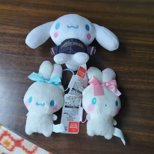 千葉ロッテマリーンズ サンリオ コラボ シナモロール ぬいぐるみ ストラップ 3点
