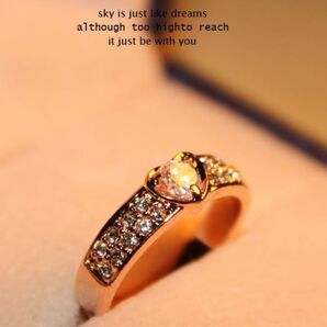 豪華 1.0ct ハートダイヤモンド リング 18金 ピンクゴールド スワロフスキークリスタル 指輪 上品