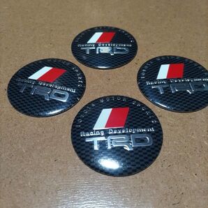 TRD カーボンファイバー柄ホイールセンターキャップステッカー4枚組。購入前に必ずサイズ確認お願いいたしま激安価格値引き交渉不可。