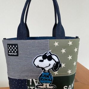 (311)☆トートバッグ ハンドメイド ☆自立バック☆Dカン付き☆ デニムバック☆