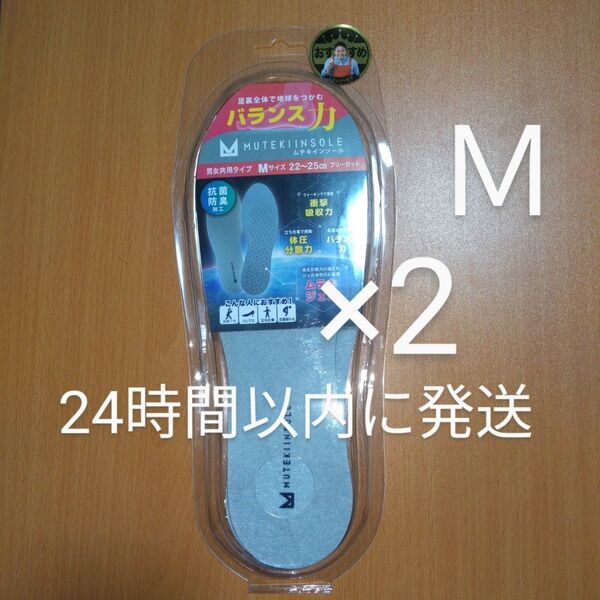【匿名配送】ムテキインソール Mサイズ 22~25cm 正規品 2個セット