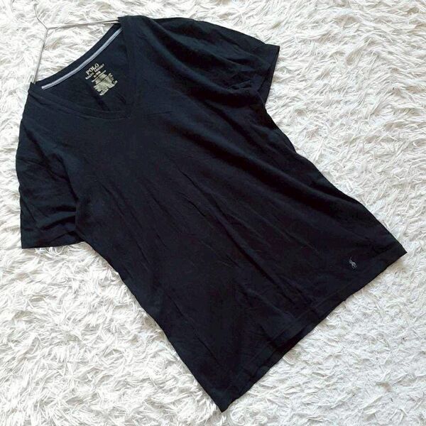 『ポロバイラルフローレン』 (M) Vネック半袖カットソー Tシャツ ポニー刺繍