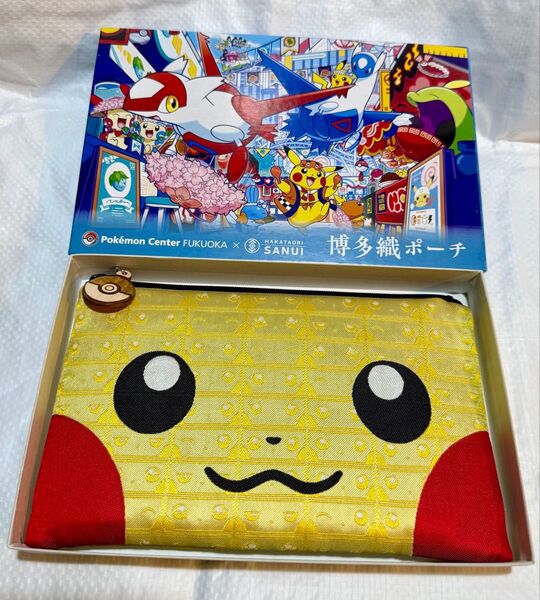 Hakataori pouch Pikachu Pokemon Fukuoka サヌイ織物博多織ポーチ ポケモンセンターフクオカR