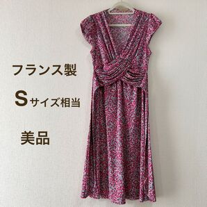 フランス製 ワンピース 花柄 ひざ丈