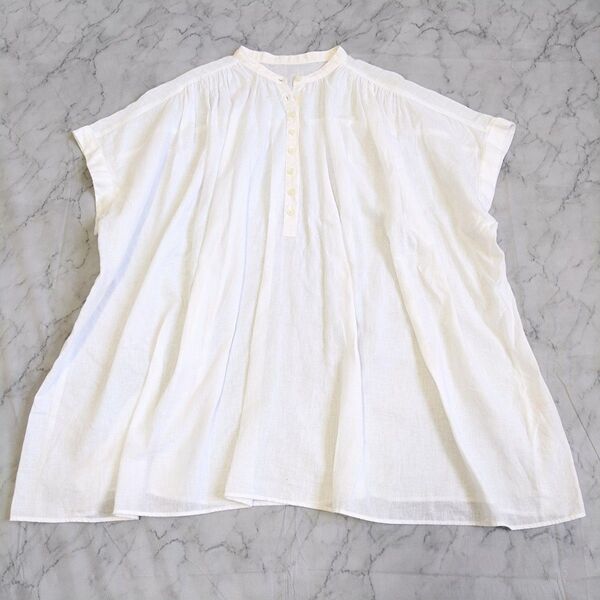 Spick & Span コットンリネンスクエアフレンチスリーブブラウス 24SS スピックアンドスパン リネン ホワイト 白