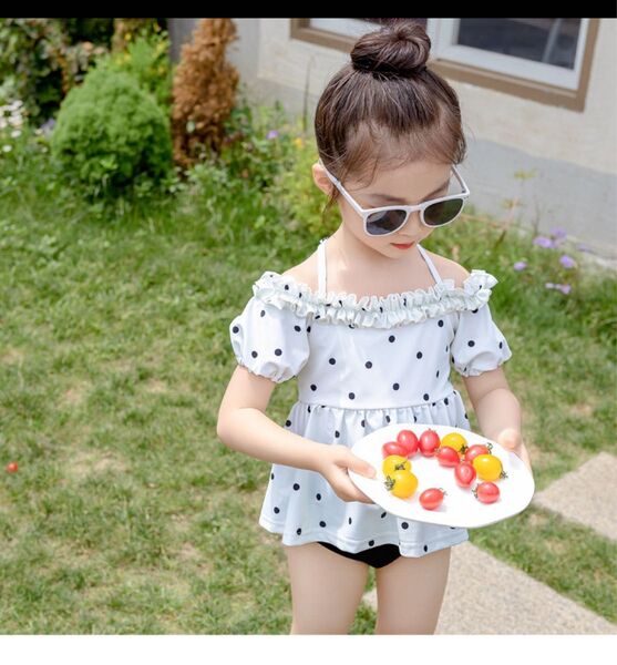 女の子 セパレート 水着 110 ドット柄3点セット 可愛い プール