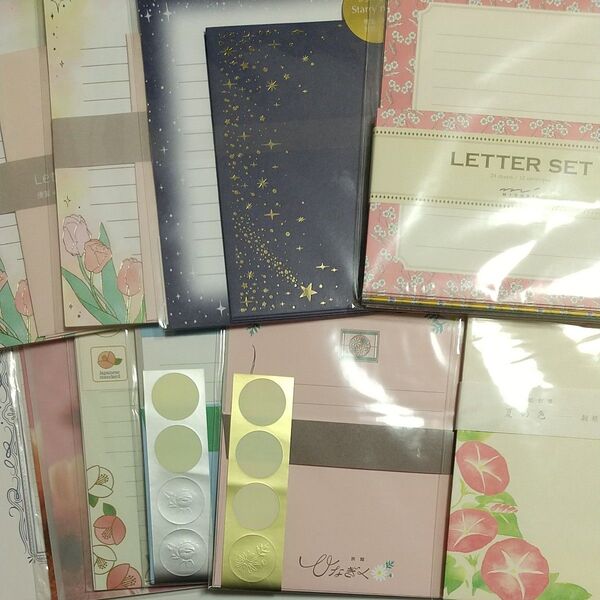 【中古】レターセット 花 花柄 便箋 封筒 まとめ売り