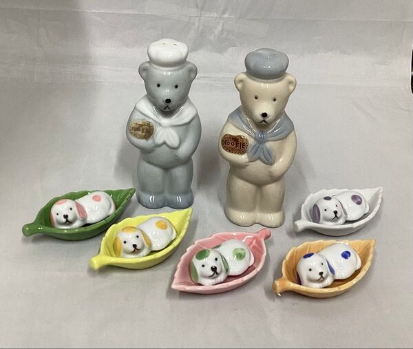 クマのスパイス入れ&小犬の箸置き&葉っぱの小皿