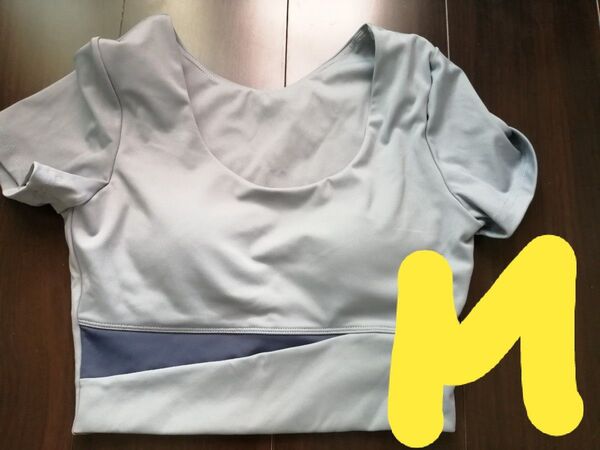 値下不可 スポーツブラ単品 半袖ブラトップ ヨガウェア スポーツトップス ピラティス ホットヨガ パッド付ジム М