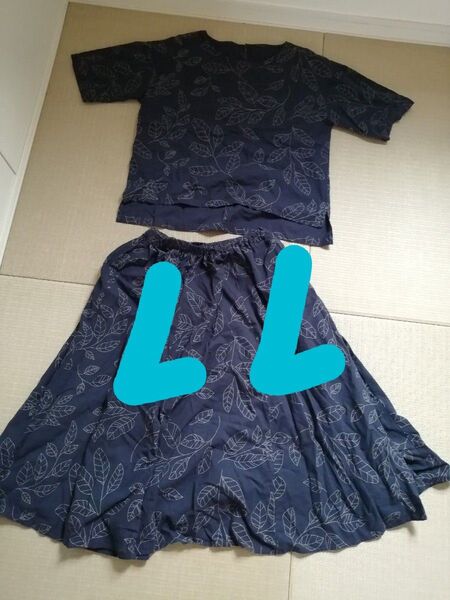 値下不可 カットソー フレアスカート セットアップ LL綿100
