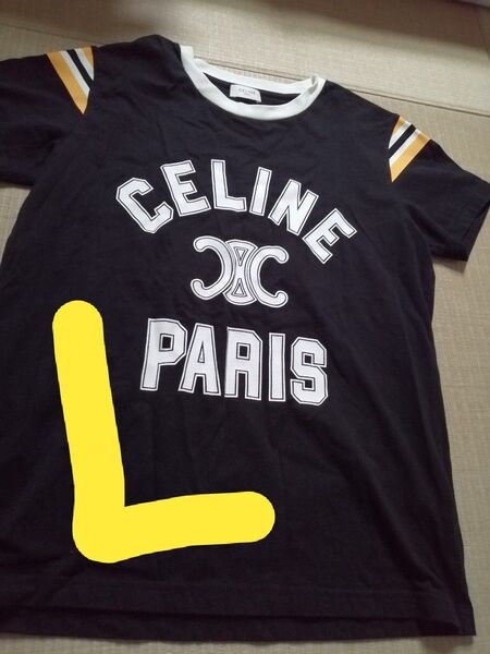 値下不可 CELINE セリーヌ ロゴ Tシャツ 黒 イタリア製 Lサイズ