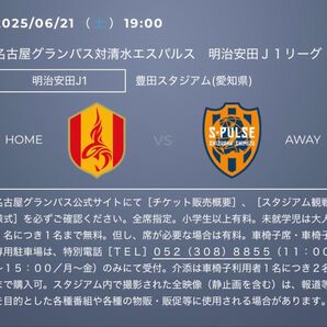 6/21(土) 19時 名古屋グランパス 清水エスパルス 豊田スタジアム