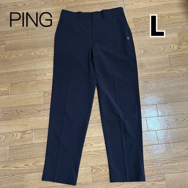 ping ピン ストレッチ ワイドストレートパンツ ブラック L