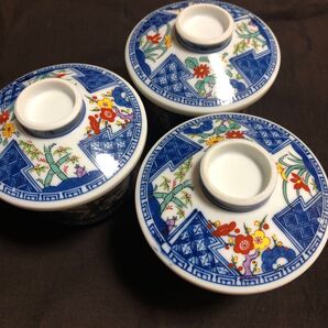 【未使用】有田焼 間取 四君子 茶碗蒸し 茶碗 3個セット