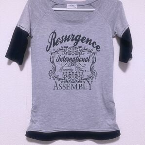 y2k 00s グランジ トップス 重ね着風Tシャツ グレー
