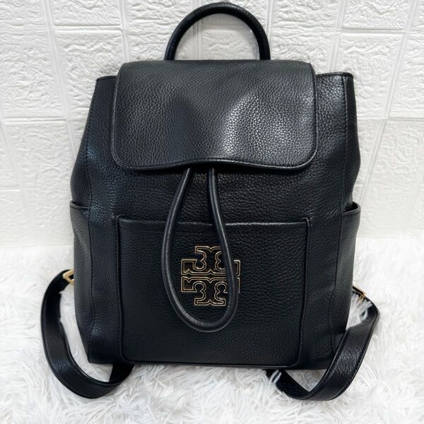 超美品!TORY BURCH トリーバーチ リュック バックパック 黒 レザー A4収納可能