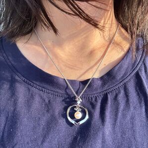 美品!MIKIMOTO ミキモト パール ハート ネックレス SV925 本真珠 アコヤ真珠 約6mm