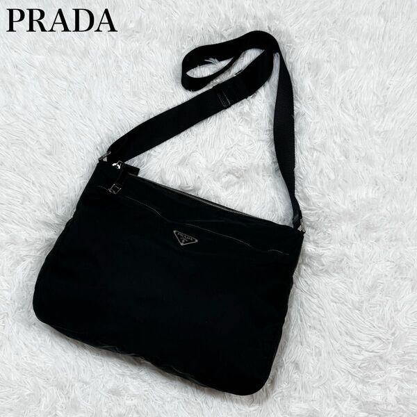 美品!PRADA プラダ テスートナイロン 三角ロゴ ショルダーバッグ ポコノ 黒