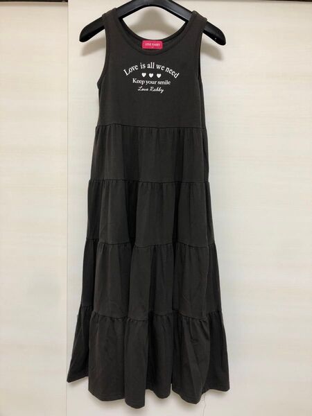 ラブラビ マキシ丈ワンピース 140 ティアードワンピース ノースリーブ